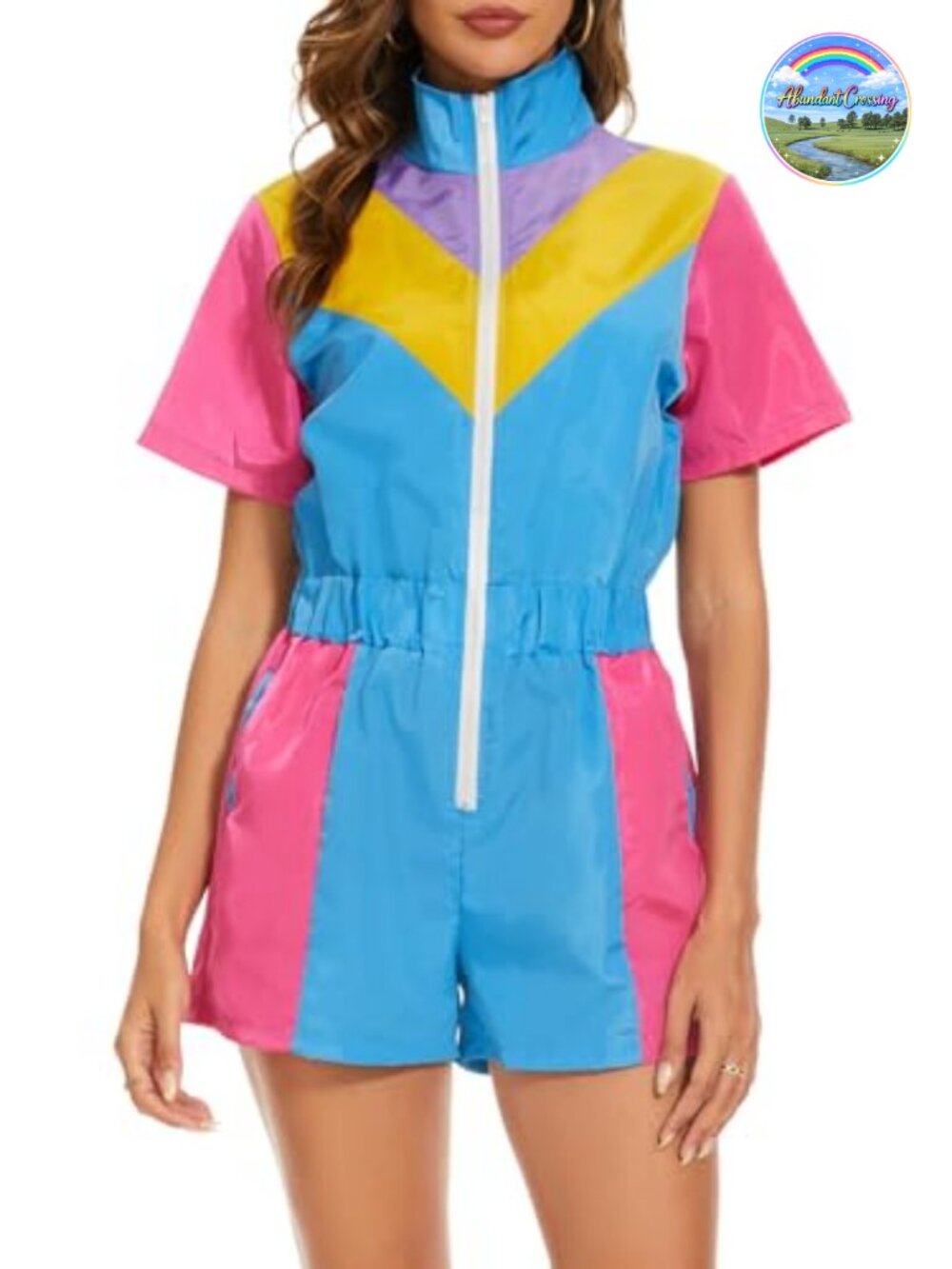 Yisfri One Piece Windbreaker Jumpsuit Short Sleeve Zip Front Overall